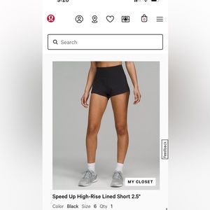 Lululemon Speed Up High-Rise Lined Short 2.5"
